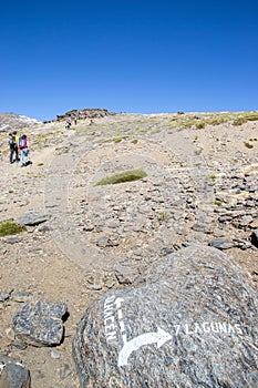 Rock in Sierra Nevada on which is written