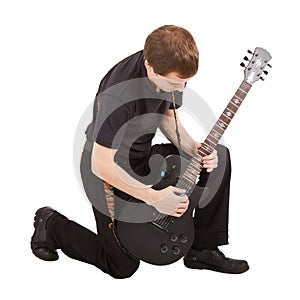 Rock singer with electric guitar