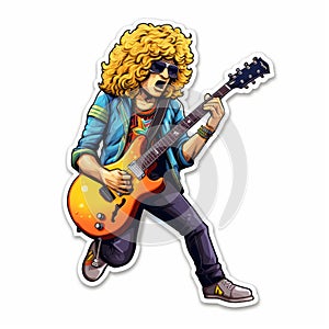 Rock Singer Guitar Sticker