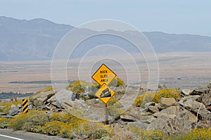 Rock Slide Area Sign overlooking Borrego Springs Landscape