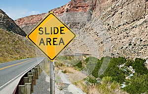 Rock Slide Area Warning Sign