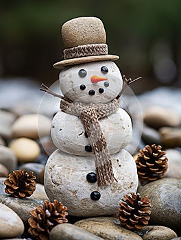 Rock Solid Snowman: Creative Winter Stone Sculpture