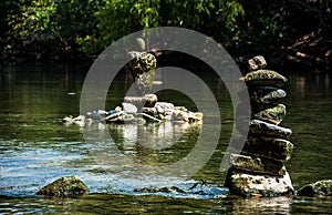 Rock Stacking Zen Formation in river