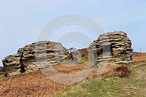 Rock stacks in countryside