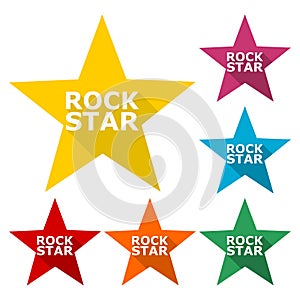 Rock star design, icons set with long shadow