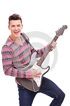 Rock star with an electric guitar