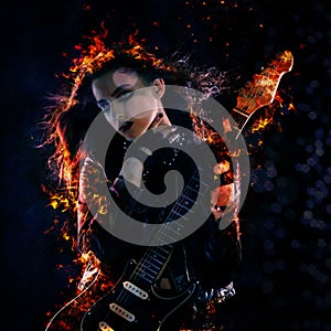 Rock star on fire