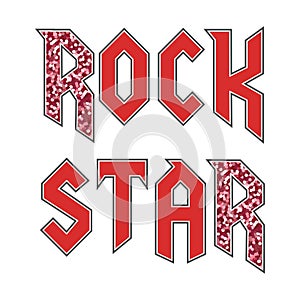 Rock star glitter modern fashion slogan in rock style for fabric.