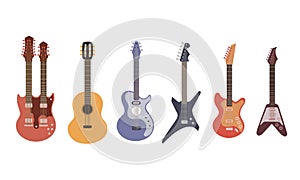 Rock star guitar. Vector Illustration for backgrounds, packaging, greeting cards, posters and textile. Isolated on white