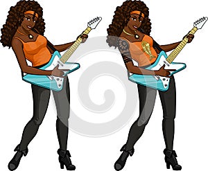 Rock star guitarist African American girl