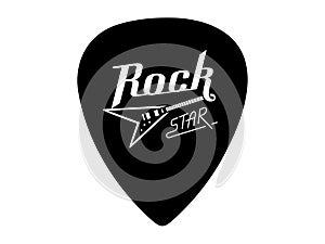 Rock Star lettering with electric guitar. Guitar signature pick/mediator design