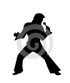 Rock star with microphone silhouette illustration