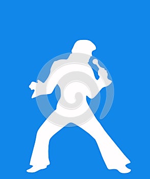 Rock star with microphone silhouette illustration