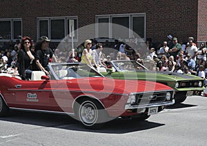 Rock Star Slash on 1971 Ford Mustang during Indy 500 Festival Parade