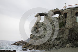 Rock statues in Cinque Terre in Italy