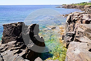 rock stone access to the beach in talmont vendee Atlantic in france