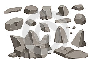 Rock stone big set cartoon.