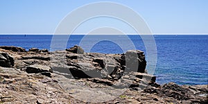 rock stone french vendee sea beach in coast Atlantic in france