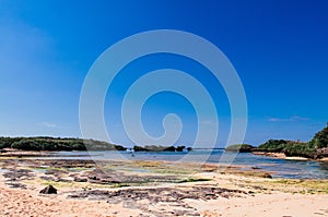 Rock and stone scenery of Hoshizuna beach, Iriomote isalnd - Okinawa, Japan photo