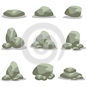 Rock stone set of vector art illustration