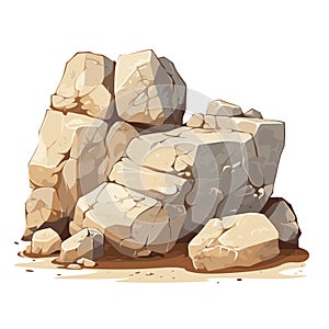 Rock stones cartoon set. Multicolored stones and rocks, boulders. Vector