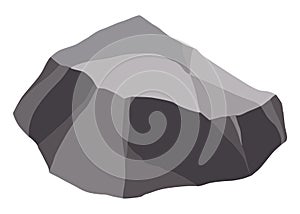 Rock stones or debris of mountain. Gravel, gray stone. Polygonal shape, piece of fossil stone. Game decoration element