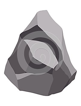 Rock stones or debris of mountain. Gravel, gray stone. Polygonal shape, piece of fossil stone. Game decoration element