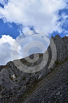 Rock stones on the mountain in spring season on summer day
