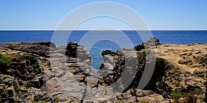 rock stones talmont coast access to the beach vendee Atlantic in france