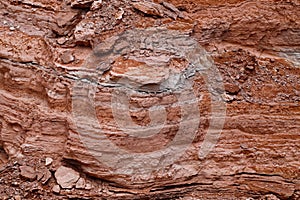 Rock stratification. View of the landscape of the Atacama Desert. The rocks of the Mars Valley Valle de Marte and Cordillera de photo