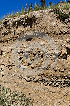 Rock stratigraphy in an excavation section