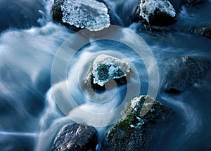 Rock in streaming water