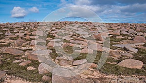 The rock strewn top of Ronas Hill in Northmavine, Shetland, Scotland, UK