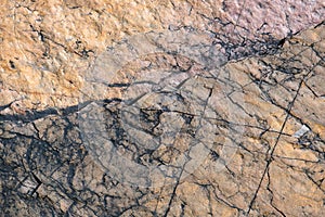 Rock surface detail with crosshatch crack lines