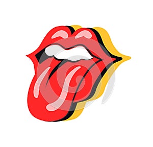 Rock Symbol Mouth with Tongue Vector Illustration