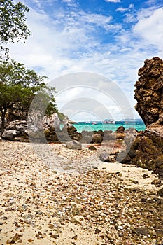 Rock on Tayai beach in Lan island, Chonburi