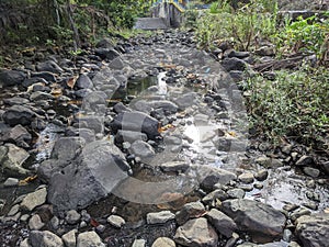 rock texture of a small river when the water recedes in a village in Indonesia 27