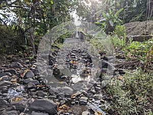 rock texture of a small river when the water recedes in a village in Indonesia 28