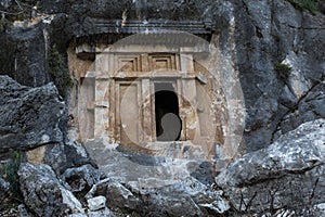 Rock tomb in Fethiye Turkey