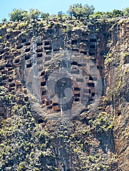 Rock tombs in Pinara ancient site in Turkey