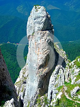 Rock tower in Piatra Craiului mountains