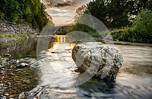 Rock in Vanhankaupunginkoski river, Helsinki, Finland