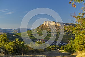 Rock of Vergisson with vineyards, Burgundy,France photo