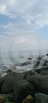 Rock view on batulayar lombok NTB beach photo