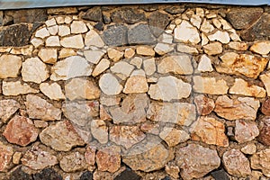 Rock wall on a home in a mountain village