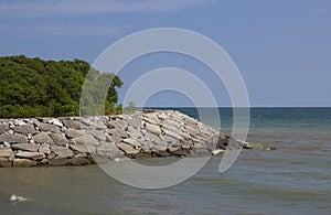 Rock wall on the Lake Ontario shore