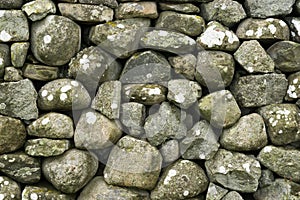 Rock wall of natural rounded river stones