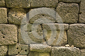 Rock wall old ancient rural brick pattern cement