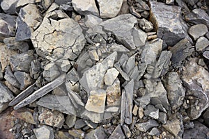 Rock wall of the old slate open pit