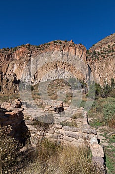 Rock Wall Ruins at Frijoles Canyon